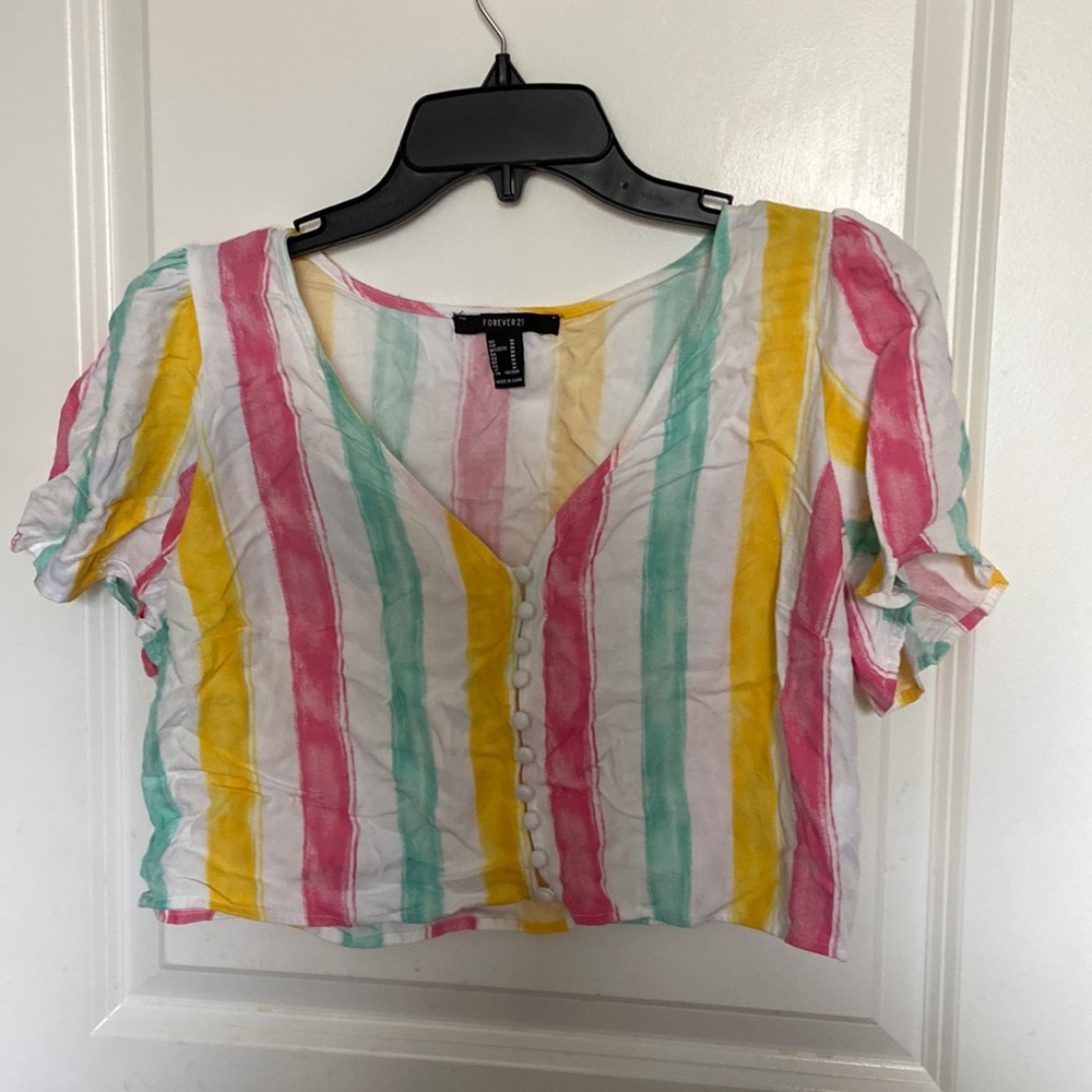 Medium Striped Forever 21 Crop Top